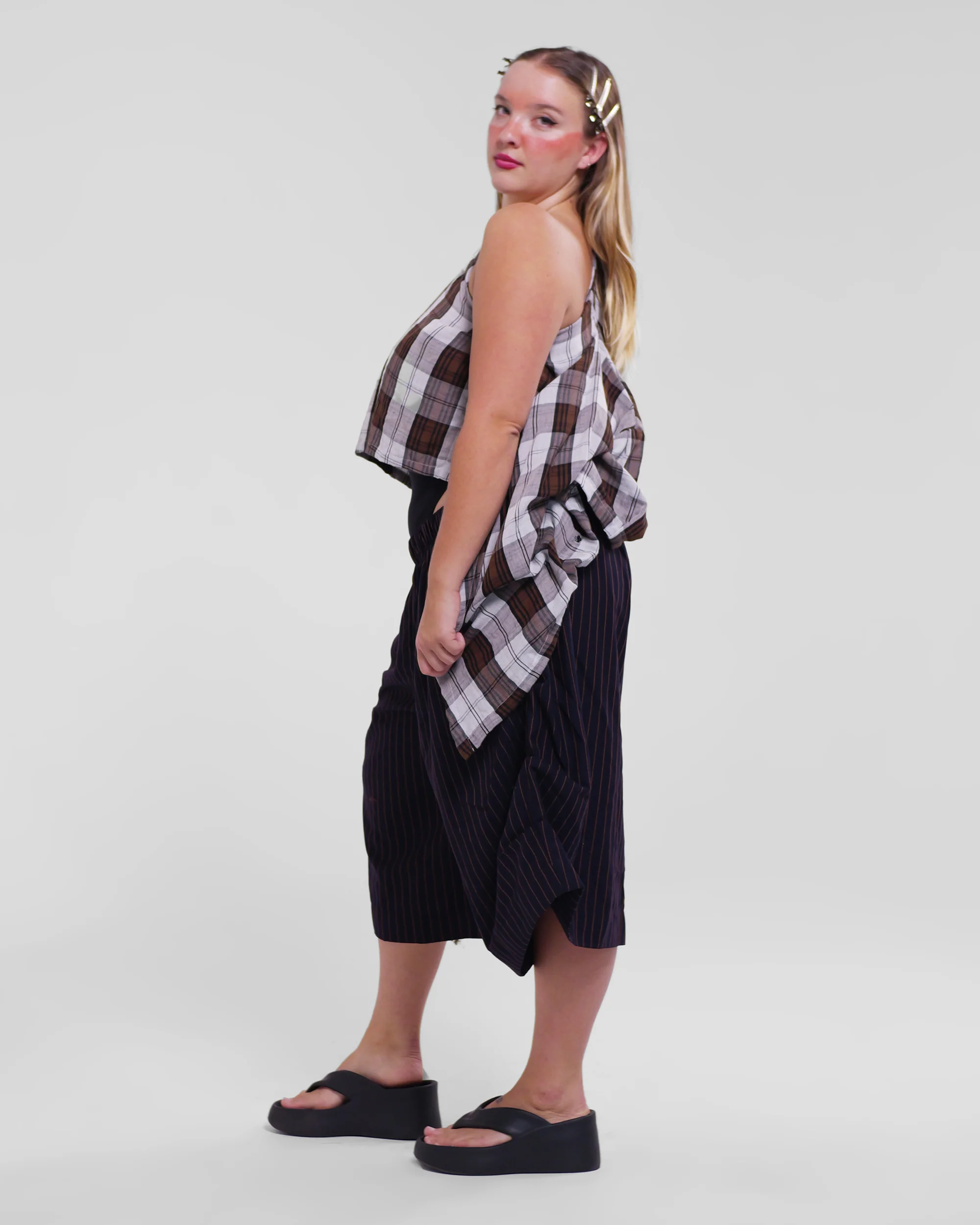 Asymmetrical Wang Top in Brown - Image 13