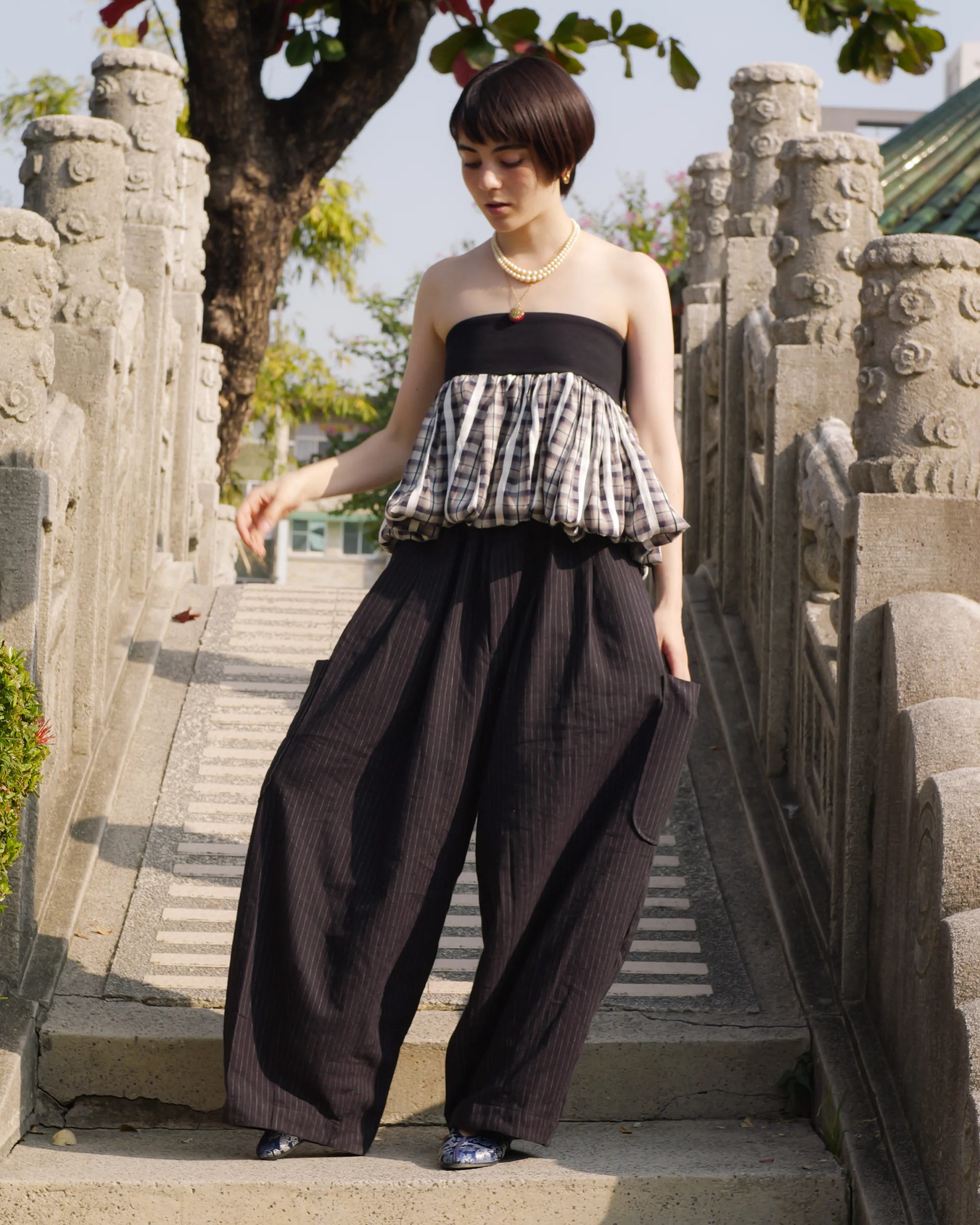 Lucky Pierrot Pant V2 in Black Pinstripe - Image 13