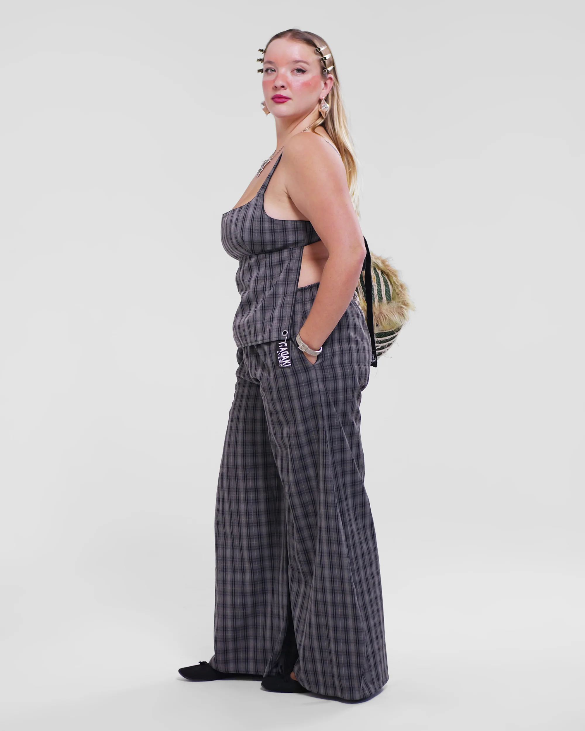 Shawties Puff Pant in Smoke Check - Image 5