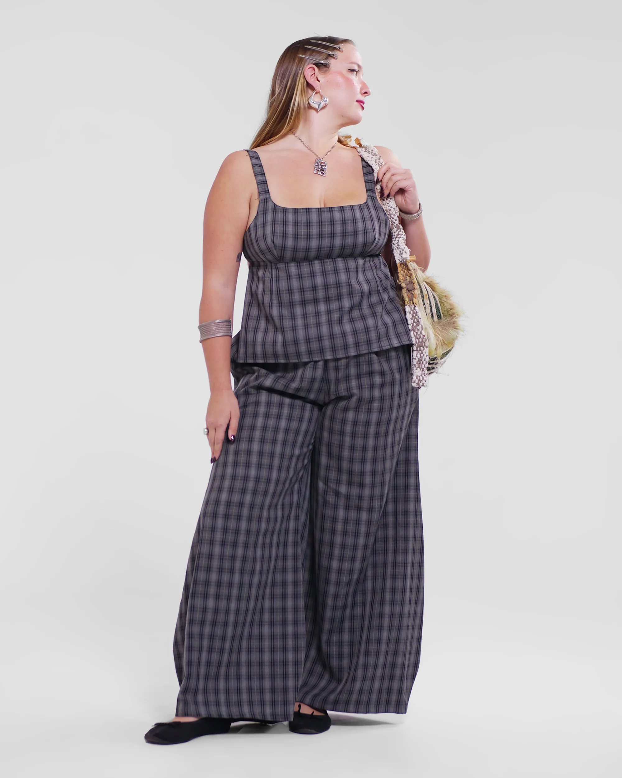 Shawties Puff Pant in Smoke Check - Image 11