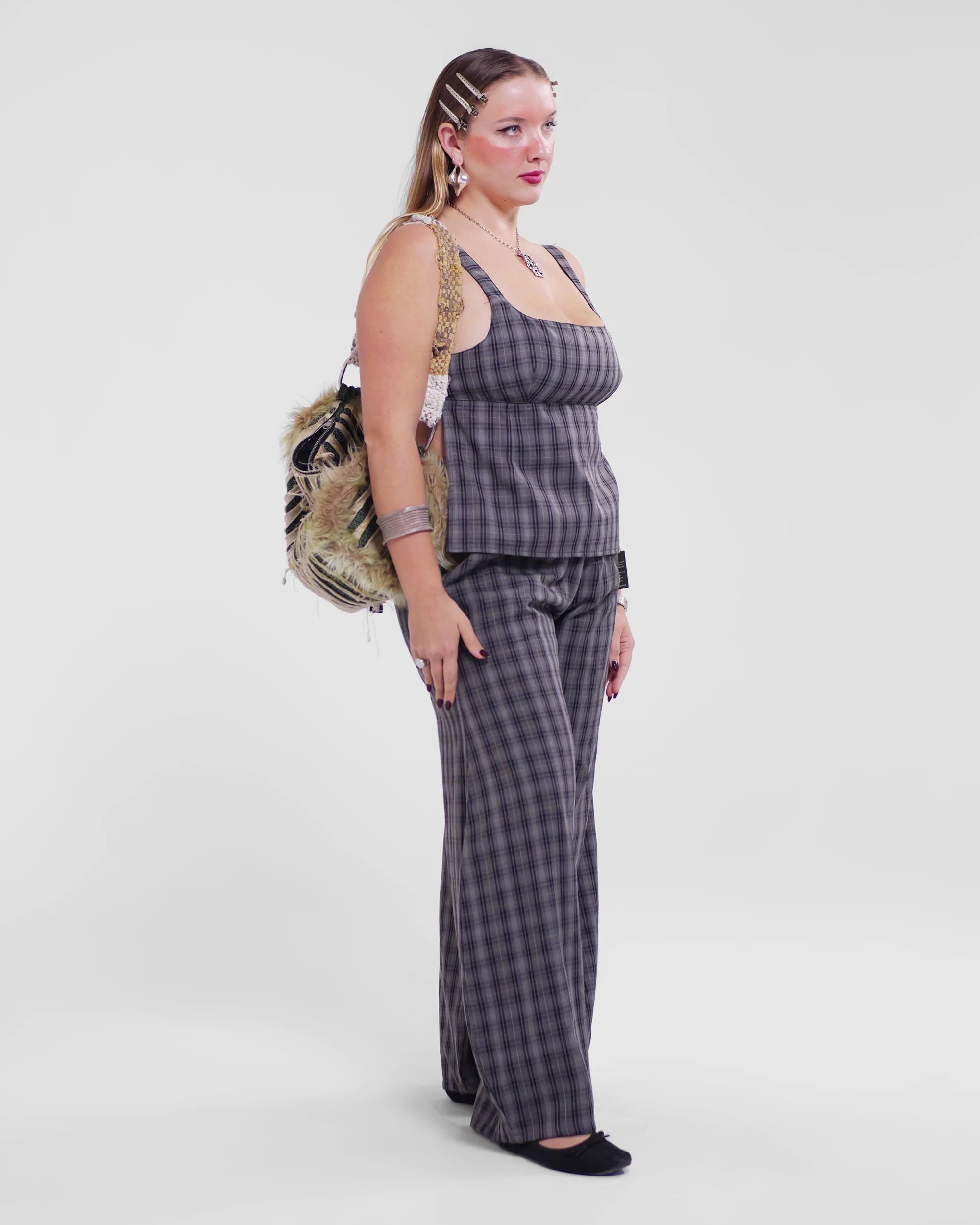 Shawties Puff Pant in Smoke Check - Image 8